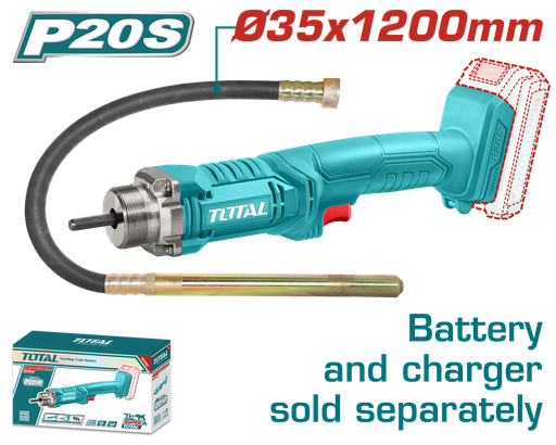 [21237] VIBRADOR DE CONCRETO INALAMBRICO 20V BATERIAS Y CARGADOR NO INCLUIDO SUPER TOTAL (TCVLI202301)