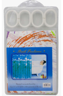 [22445] CORTINA PARA BAÑO CON GANCHOS 180 X 180 CMS DELGADA AH ROYAL (PAC4436)