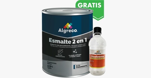 [14591A] ESMALTE (RAPIDO) 2 EN 1 NEGRO GALON (92330020) (ALGRECO) BONIFICADO DISOLVENTE GRATIS