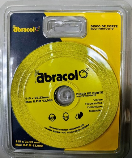[22588] DISCO CORTE VIDRIO Y CERAMICA ABRACOL MULTIPROPOSITO (115X22.23MM)(SEDIDCH00062)