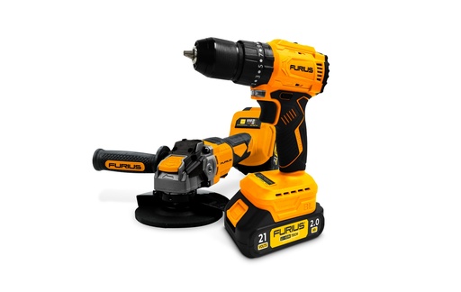 [22598] COMBO PULIDORA INALAMBRICA 4 1/2" 21V (FAG20B) + TALADRO 1/2" PERCUTOR INALAMBRICO 21 V (FBD2113) INCLUYE 1 BATERIA 4AH + BATERIA 2AH (FB212KIT)