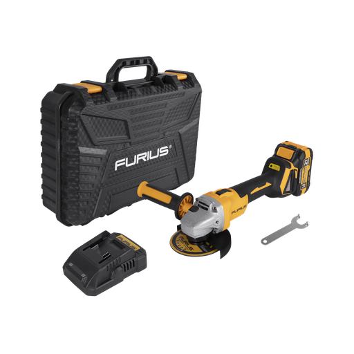 [23451] PULIDORA INALAMBRICA 4 1/2" 21V INCLUYE CARGADOR Y BATERIA 4 AH FURIUS (FAG2190K)