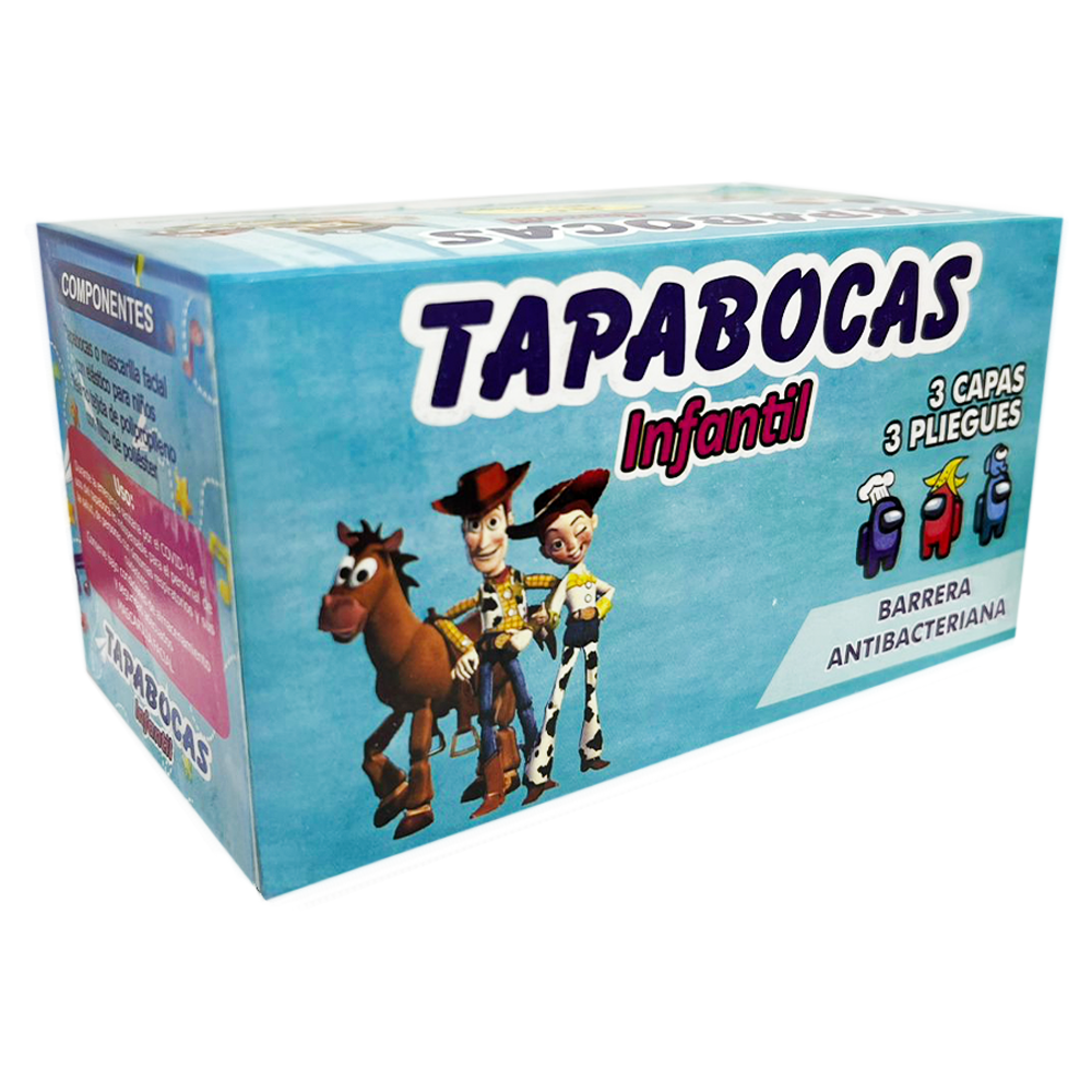 MASCARILLA TAPA BOCA NINO MOTIVOS TELA QUIRURGICA SMS TERMOSELLADO 3 CAPAS (CAJA X 50)(PRECIO X 50)