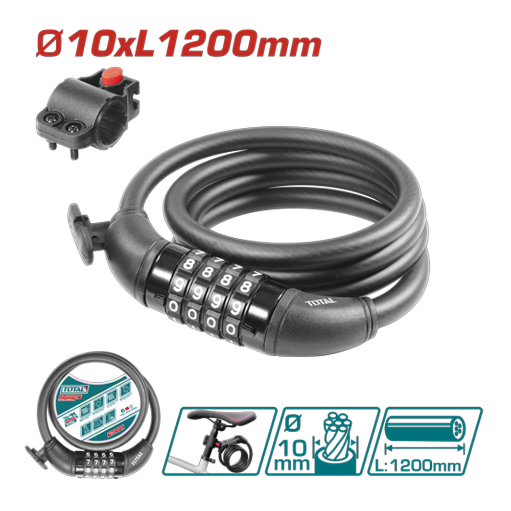 CANDADO MOTO CLAVE 10X1200MM SUPER TOTAL (TBK21012)