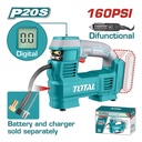 COMPRESOR MINI INALAMBRICO DIGITAL  20V 160PSI AUTOMATICO PARA CARRO BATERIA Y CARGADOR NO INCLUIDO TOTAL (TACLI2012)