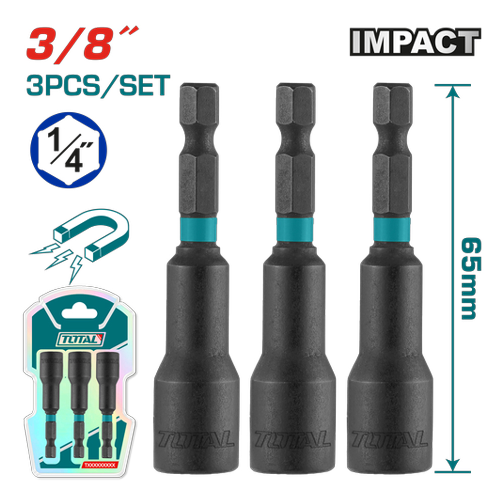 COPA TORNILLO  3/8" IMANTADA JUEGO X 3 PZS  INDUSTRIAL SUPER TOTAL (UTAC271031)