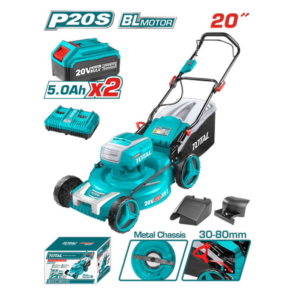 CORTADORA DE CESPED 40V INCLUYE 2 BATERIAS DE 5Ah, 1 CARGADOR Y 3 ACCESORIOS  TOTAL (UTLMLI20202)