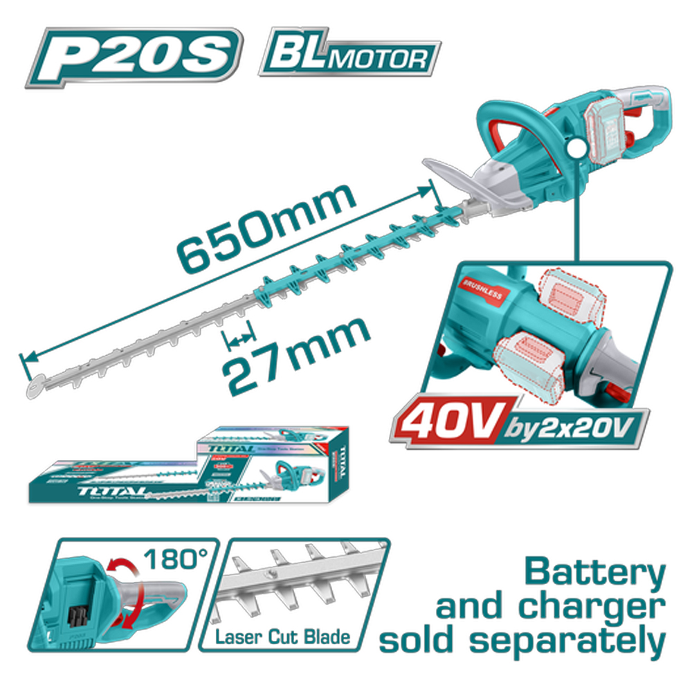 CORTASETOS INALAMBRICO 40V INDUSTRIAL BATERIA Y CARGADOR NO INCLUIDO SUPER TOTAL (THTLI40028)