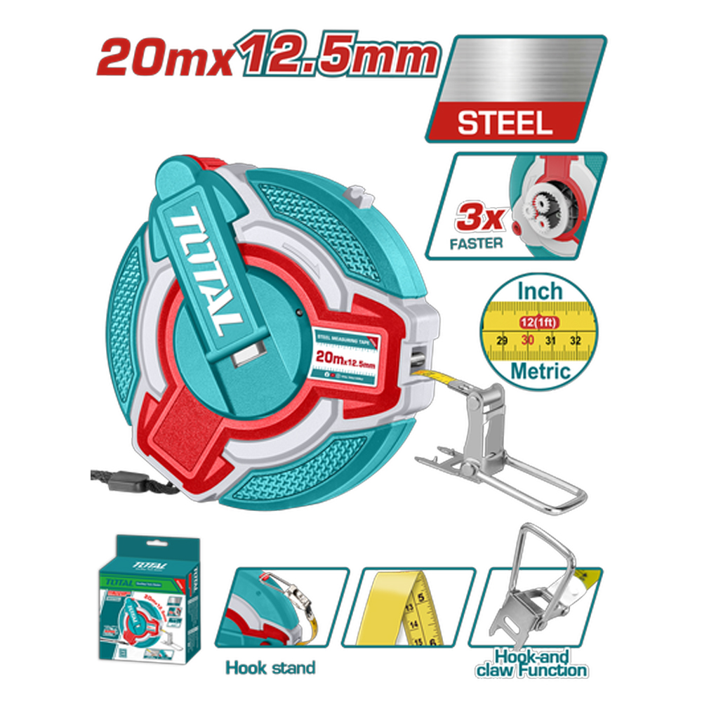 DECAMETRO 20MTS INDUSTRIAL FIBRA DE VIDRIO SUPER TOTAL  (TMT08206)