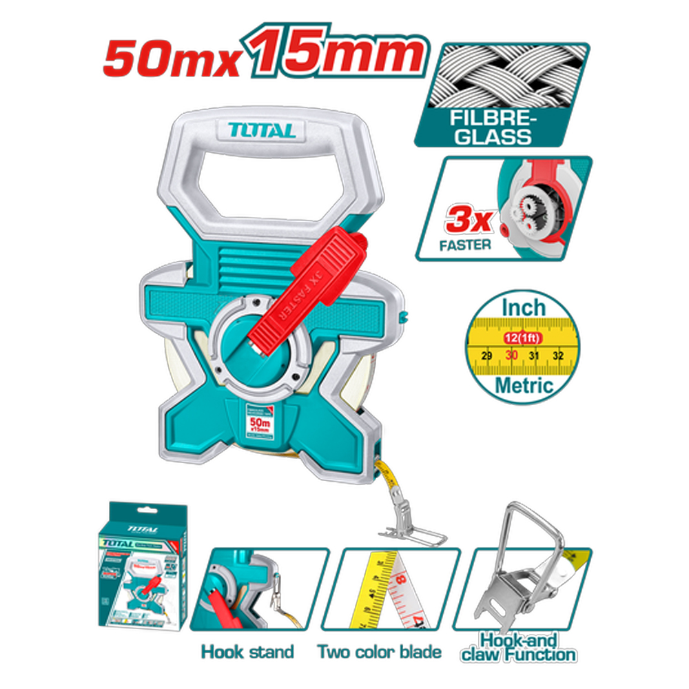 DECAMETRO 50MTS INDUSTRIAL FIBRA DE VIDRIO TOTAL  (TMTF18506)