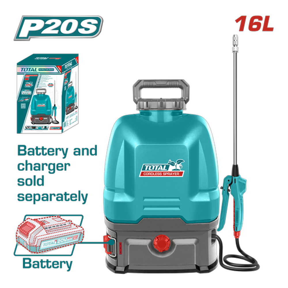 FUMIGADORA INALAMBRICA 16L 20V 5BAR BATERIA Y CARGADOR NO INCLUIDO TOTAL (TSPLI2016)