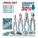 JUEGO DE ALICATE X 4 PIEZAS  CROMO VANADIUM INDUSTRIAL SUPER  TOTAL (THT2K0488)