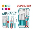 JUEGO DE DESTORNILLADORES PUNTAS INTERCAMBIABLES X 30 PZS SUPER TOTAL (TACSD30306)