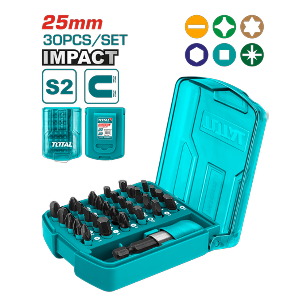 JUEGO DE PUNTAS DESTORNILLADOR IMANTADAS X 30 PCS INDUSTRIAL SUPER TOTAL (TACSD18306)