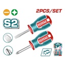 JUEGO DESTORNILLADORES X 2 PZS PUNTA IMANTADA (+)(-) 1/4 X 1 1/2" INDUSTRIAL SUPER TOTAL (TKSDS2226)