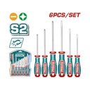 JUEGO DESTORNILLADORES X 6PZS  (+)(-) + DESTORNILLADOR CON PUNTAS INTERCAMBIALES (20 PUNTAS) INDUSTRIAL SUPER TOTAL(TKSDS2726)