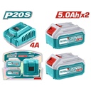 KIT DE 2 BATERIAS 5.0AH + CARGADOR DE 20V INDUSTRIAL TOTAL (UTFBCPK2513)