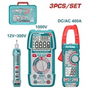 KIT MEDIDOR DE CORRIENTE DIGITAL INCLUYE PROBADOR - TESTER - PINZA SUPER  TOTAL (TOS24067)