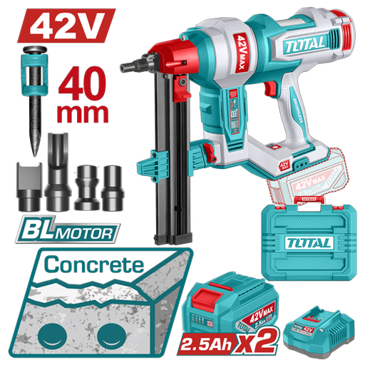 CLAVADORA INALAMBRICA CONCRETO 40MM 42V INCLUYE BATERIA Y CARGADOR INDUSTRIAL SUPER  TOTAL (UTCNLI420602)