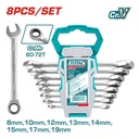 LLAVE MIXTA CON RACHE 8 - 19 MM JUEGO X 8 PZS SUPER SELECT TOTAL (THT102RK086)