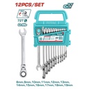 LLAVE MIXTA CON RACHE FLEXIBLE 8 - 19 MM JUEGO X 12 PZS  INDUSTRIAL SUPER TOTAL (THT102RK5126)