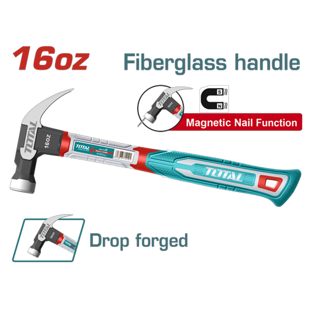 MARTILLO 16 OZ IMANTADO MANGO FIBRA DE VIDRIO SUPER TOTAL (THCH61016)