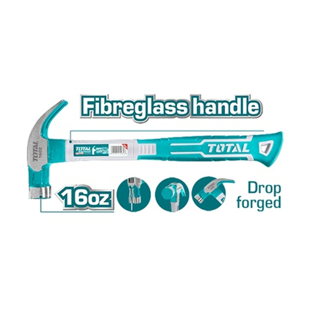 MARTILLO 16 OZ INDUSTRIAL METALICO MANGO FIBRA DE VIDRIO TOTAL (THTCH0166)