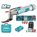 MULTIHERRAMIENTA INALAMBRICA OSCILANTE 16V + 2 BATERIAS 2.0 AH + CARGADOR  Y ACCESORIOS INDUSTRIAL SUPER TOTAL (UTMLI16222)