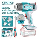 PISTOLA CALOR INALAMBRICA  20V CON TEMPERATURA AJUSTABLE PANTALLA LCD INCLUYE 4 BOQUILLAS 1 RASCADOR, BATERIA  Y CARGADOR  NO INCLUIDO INDUSTRIAL SUPER TOTAL (TBLI2003)