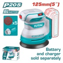 LIJADORA ROTO ORBITAL 5" 20V INCLUYE 5 DISCOS DE HOJA DE LIJA BATERIA Y CARGADOR SE VENDEN POR SEPARADO  INDUSTRIAL SUPER TOTAL (TROSLI2002)