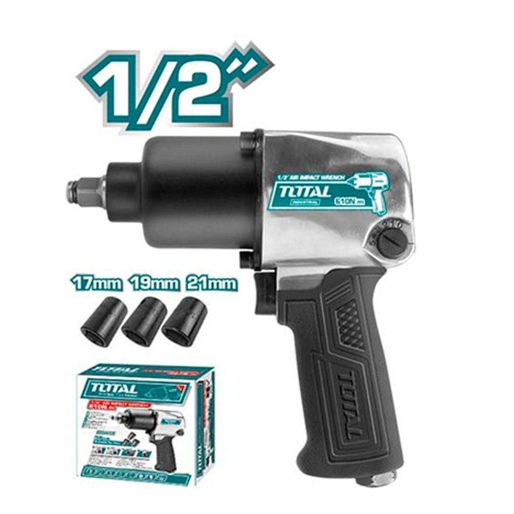 PISTOLA IMPACTO 1/2" NEUMATICA INDUSTRIAL INCLUYE 3 COPAS  TOTAL (TAT40122)