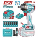 PISTOLA IMPACTO INALAMBRICA 1/2 42V 600 NM  INCLUYE 2 BATERIAS 1 CARGADOR COPAS , PUNTA DESTORNILLADOR Y ADAPTADOR INDUSTRIAL SUPER TOTAL(UTIWLI42602)