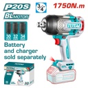 PISTOLA IMPACTO INALAMBRICA 3/4 20V 1750 NM INCLUYE COPAS 30,32,34 MM  BATERIA Y CARGADOR SE VENDEN POR SEPARADO  INDUSTRIAL SUPER TOTAL (TIWLI201751)