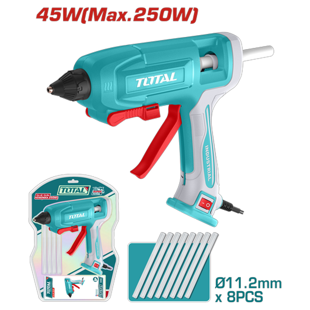 PISTOLA SILICONA 45W 110-120V INCLUYE 8 BARRAS INDUSTRIAL SUPER TOTAL (UTT401116)