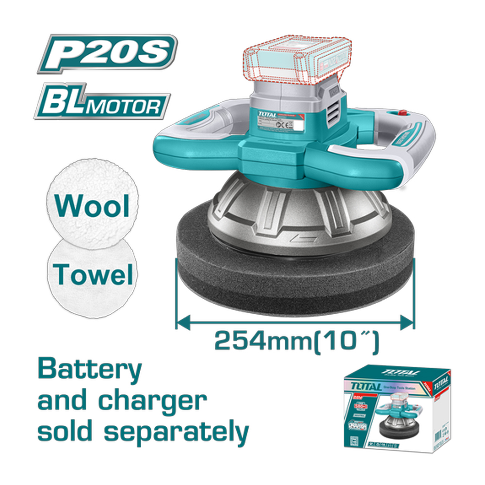 POLICHADORA ORBITAL INALAMBRICA 254MM  BATERIA Y CARGADOR NO INCLUIDO  INDUSTRIAL SUPER TOTAL (TOPLI2001)