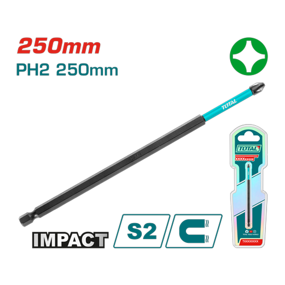 PUNTAS TALADRO IMANTADA PH2 250MM (+) INDUSTRIAL SUPER TOTAL (TACIM71PH2250)