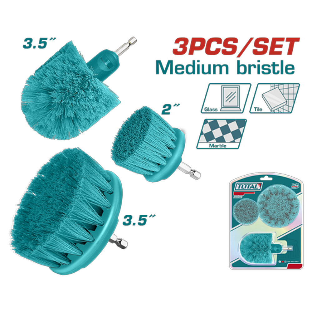 SET DE CEPILLO PARA TALADRO  JUEGO X 3 PCZ INDUSTRIAL SUPER TOTAL (TACM3001)
