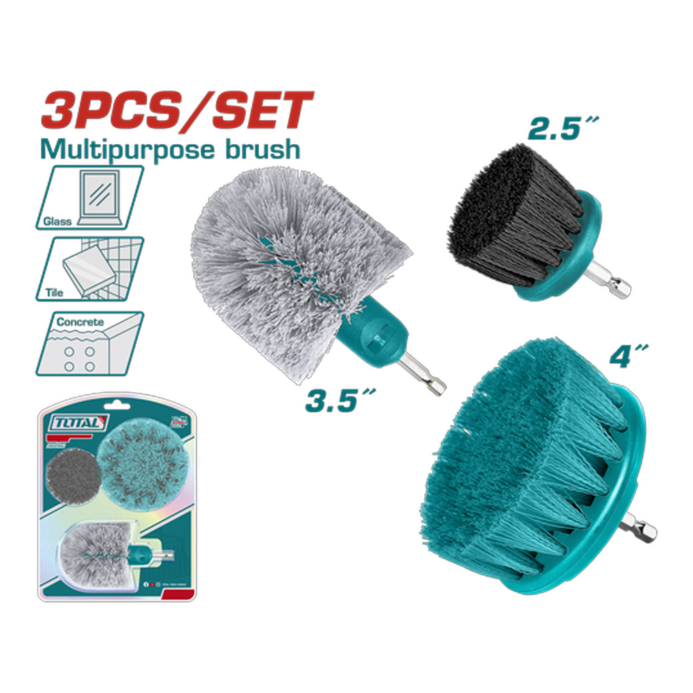 SET DE CEPILLO PARA TALADRO JUEGO X 3 PCZ INDUSTRIAL SUPER TOTAL (TACB0301)