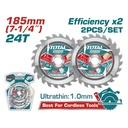 DISCO CORTE MADERA 7 1/4" JUEGO X 2 UNIDADES INDUSTRIAL  SUPER TOTAL (TAC2331853)