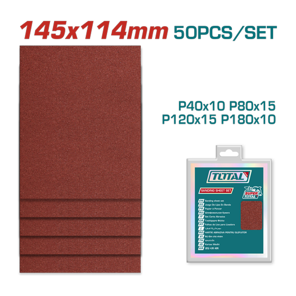 JUEGO DE HOJAS DE LIJA DE PALMA X 50 PZS (145X114MM)  TOTAL (TAC749141121)