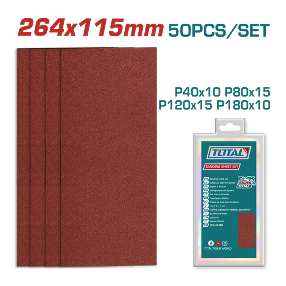 JUEGO DE HOJAS DE LIJA DE PALMA X 50 PZS (264X115MM)  TOTAL (TAC749261151)