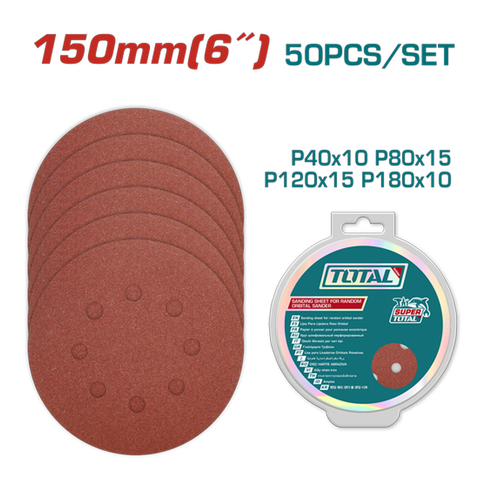 JUEGO DE LIJA X 50 PIEZAS 6" SUPER TOTAL (TAC7315011)