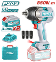 PISTOLA IMPACTO INALAMBRICA 1/2" 20V 850NM INCLUYE 2 BATERIAS 1 CARGADOR INDUSTRIAL SUPER TOTAL (UTIWLI2085)