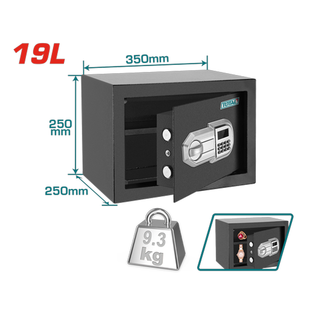 CAJA FUERTE DE SEGURIDAD CON CLAVE INTERCAMBIABLE (25X35X25)  SUPER TOTAL (TESF2501)