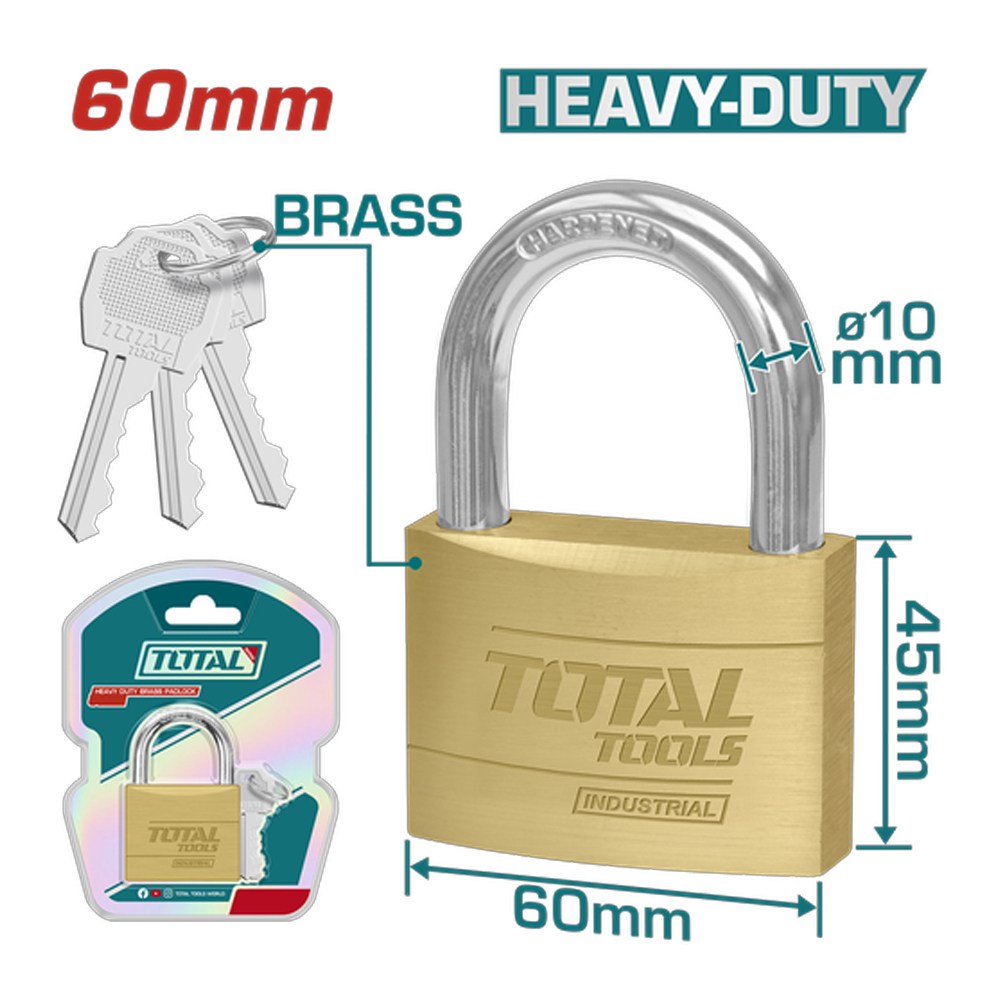 CANDADO 60MM DORADO INDUSTRIAL SUPER TOTAL (TLK32602)