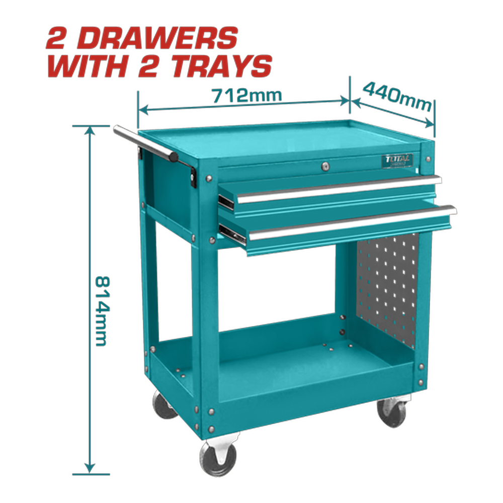 CARRO PARA HERRMIENTAS 2 BANDEJAS ( 71.2X44X69,4CM) INSDUSTRIAL SUPER TOTAL (THPTC201)