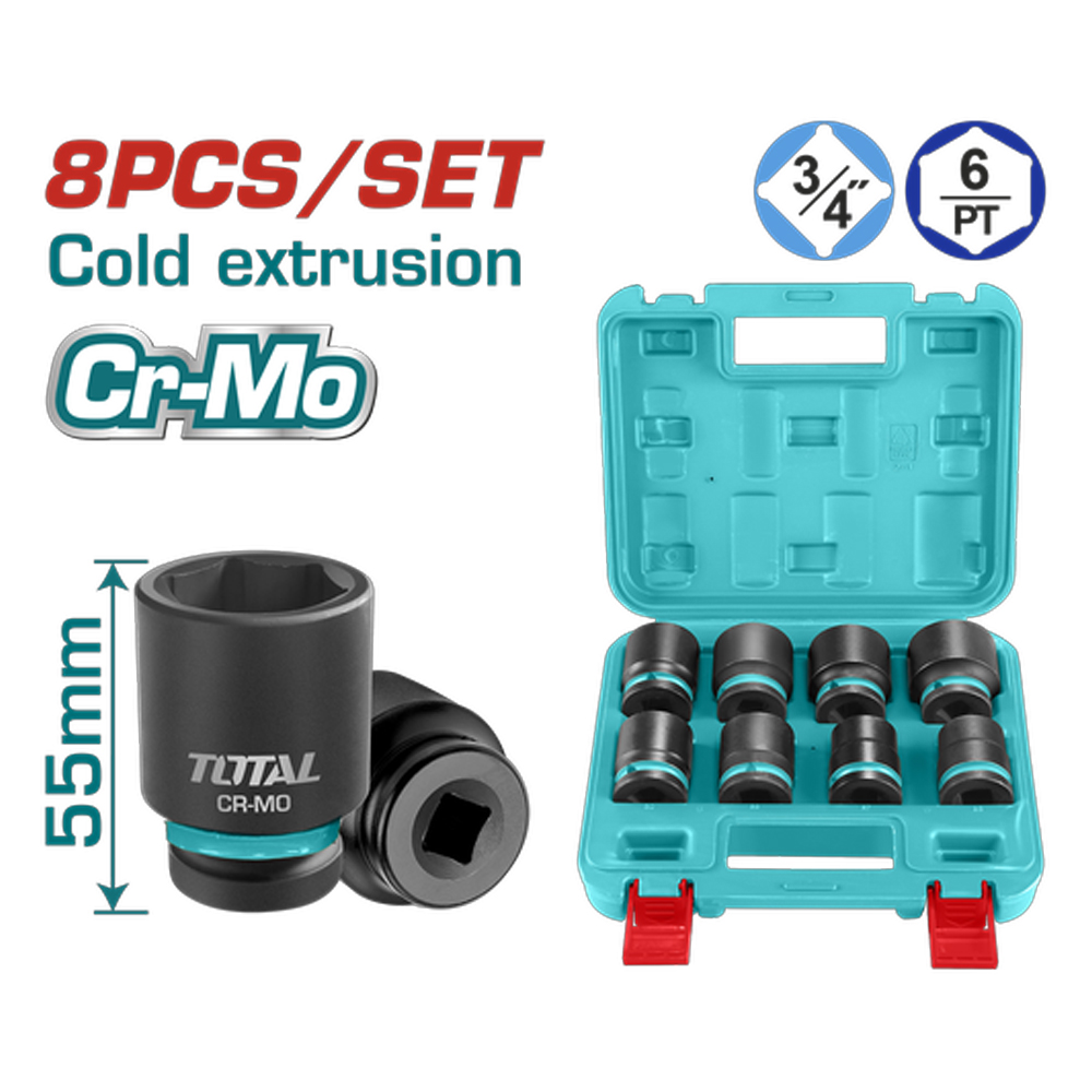 COPAS DE IMPACTO 3/4 JUEGO X 8 PZS 26 - 35 MM INDUSTRIAL SUPER TOTAL (THKISD34081)