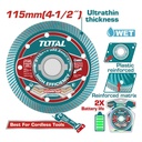 DISCO DIAMANTADO CONTINUO 4 1/2"  CORTE BALDOSA,MARMOL, CERAMICA INDUSTRIAL SUPER TOTAL (TAC2151151)