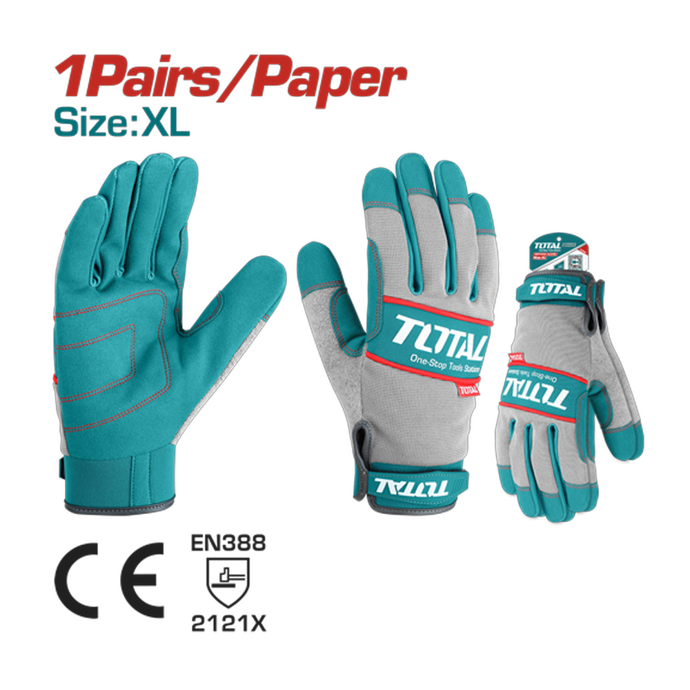 GUANTE  MECANICO MICROFIBRA PU CUERO REFORZADO XL  INDUSTRIAL SUPER TOTAL (TSP1808-XL)
