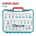 JUEGO DE 24 FRESAS PARA RUTEADORA 1/4"INDUSTRIAL TOTAL (TACSR1240104)